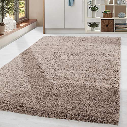 HomebyHome Shaggy Hochflor Teppich, 300x400 cm, Beige, weich, flauschig, modern, einfarbig, Für sehr große Räume, für Wohnzimmer Schlafzimmer Flur