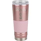 Double-Walled Insulated Stainless-Steel Shelby Rose Gold Tumbler Mug | Holds 24 ounces | Vacuum Insulation | Accommodates Hot or Cold Drinks | Tight-Fitting Spill Resistant Lid