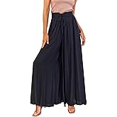 YOCUR Women Summer Beach Vacation Pants High Waisted Wide Leg Pants Printed Loose Flowy Casual Palazzo Lounge Trousers
