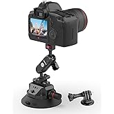 Ulanzi SC-02 Heavy-Duty Suction Cup Mount for Camera/Accessory (4.5"), Pump-actived Vacuum Camera Suction Cup Mount for Action Cameras w Quick Release NATO Magic Arm Car Boat Windshield Window Mount