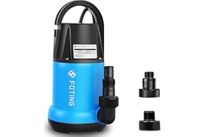 FOTING Sump Pump 1HP Clean/Dirty Submersible Water Pump, Thermoplastic Portable Utility Pump 4500 GPH for Swimming Pool Garde