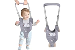 Ocanoiy Baby Walking Harness Handheld Baby Walker Assistant Belt Adjustable Toddler Infant Walker Safety Harnesses Standing Up and Walking Learning Helper with Detachable Crotch for 9-24 Month (Gray)