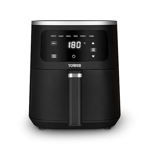 Tower T17205AFR Digital Single Basket Air Fryer, 4L Capacity, Overheat Protection, 1300W, Black