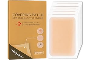 MUPUFU Tattoo Cover Up Tape, Ultra Thin Patch for Tattoo Scar and Birthmarks, Invisible Waterproof Skin Tone Concealer Sticker for Covering Up Scars Tattoos, 6 Pcs