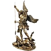 PacifcGift St. Michael Statue Cold Cast Bronze 10 Inch
