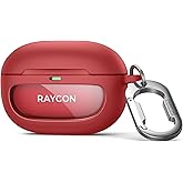 SURITCH Case for Raycon Everyday Earbuds (2024 Edition), Shockproof Magnetic Case for Raycon Bluetooth True Wireless in-Ear Buds Headphones, Protective Cover with Magnetic Lid Lock & Carabiner, Red