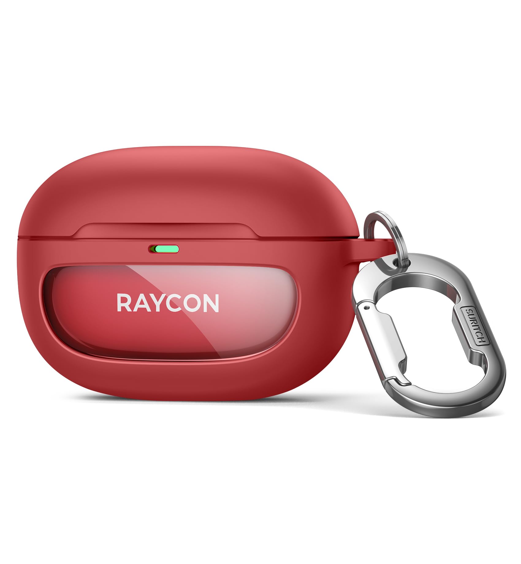 Photo 1 of SURITCH Case for Raycon Everyday Earbuds (2024 Edition), Shockproof Magnetic Case for Raycon Bluetooth True Wireless in-Ear Buds Headphones, Protective Cover with Magnetic Lid Lock & Carabiner, Red