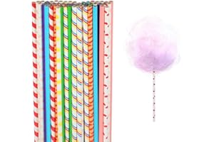 Wujzkisster 50 Pcs Cotton Candy Cones,Durable Paper Sticks for Candy Making, Parties & Events
