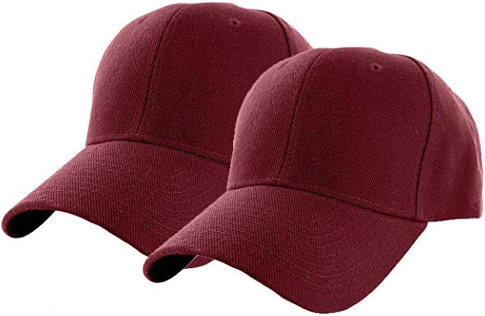 RBMelchiSet of 2 Plain Adjustable Baseball Cap Classic Adjustable Hat Men Women Unisex Ballcap 6 Panels