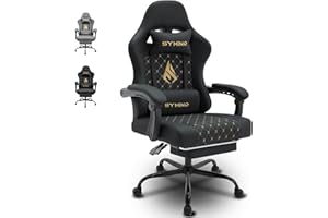 Symino Gaming Chair with Footrest, Computer Ergonomic Video Game Chair, Adjustable Swivel Task Chair with Lumbar Support, PC 