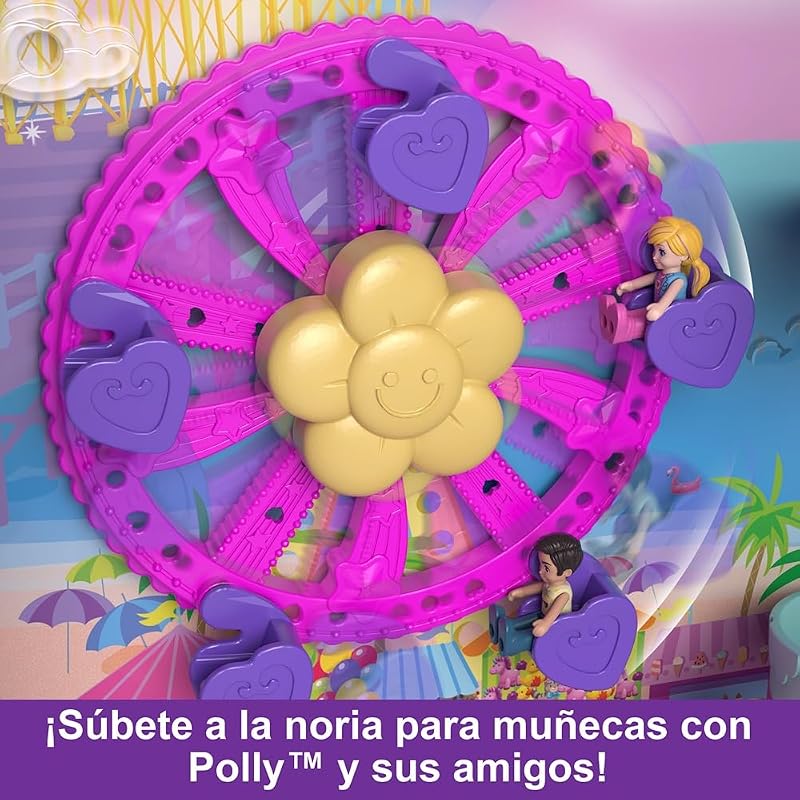 Polly Pocket Holiday Mala sobre Rodas Baú com bonecas e acessórios, brinquedo +4 anos (Mattel HKV43)