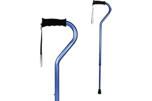 Carex Health Brands Offset Designer Walking Cane, Height Adjustable Cane with Wrist Strap, Latex Free Soft Cushion Handle, Su