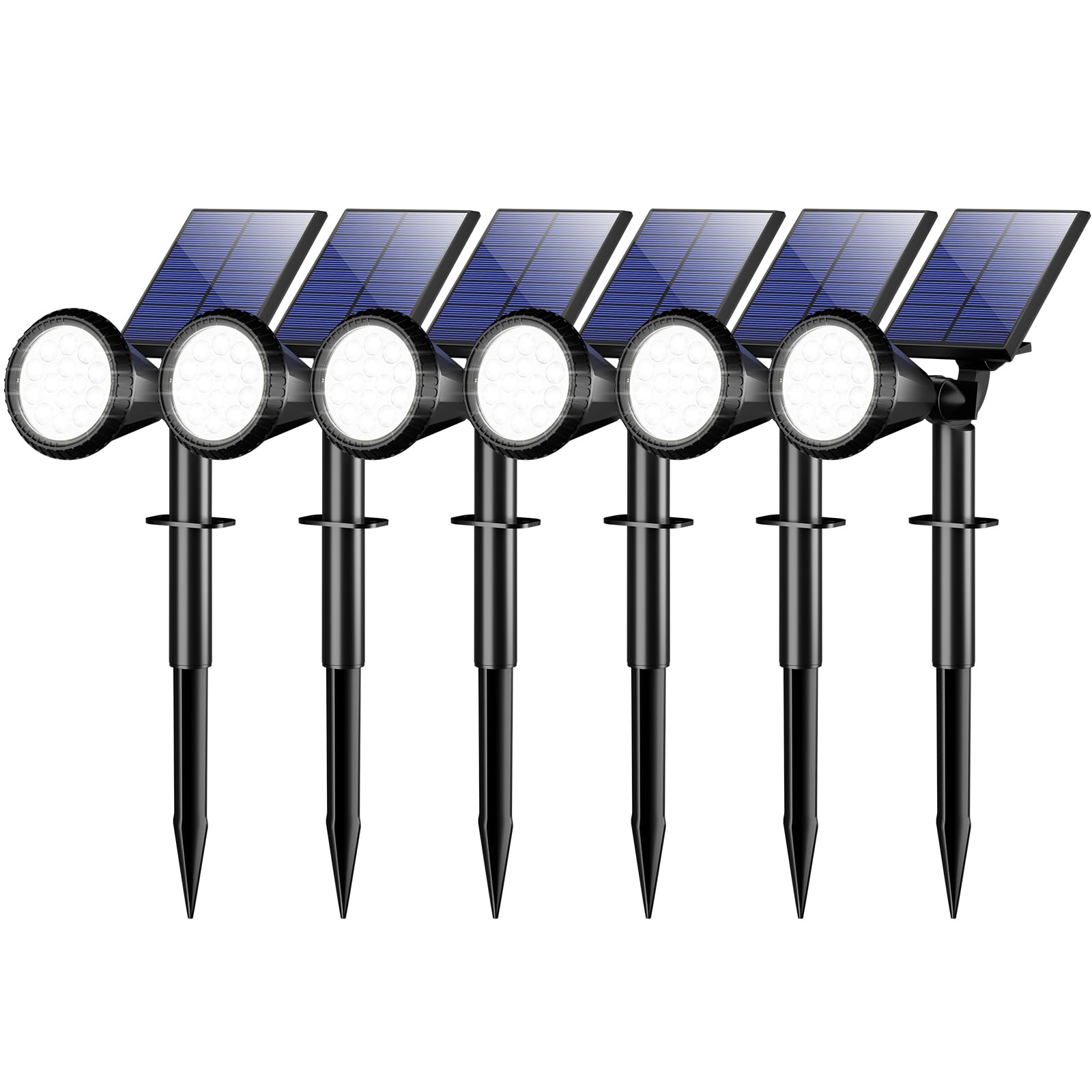 WELALO Solar Spot Lights Outdoor Waterproof IP65, 6 Pack 4 Lighting Modes Solar Powered Landscape Spotlights with Auto On/Off, Solar Garden Christmas Yard Pathway Wall Lights for Outside, Cool White Image