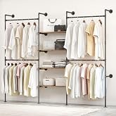 DABILONGC Industrial Pipe Clothing Rack | Heavy-Duty Metal Pipe, Corner Or Wall Installation, 80"H X 86"W, For Bedroom &amp; Laundry Room, Wardrobe Storage System