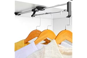 Autuwintor Closet Rod Retractable Closet Pull Out Rod Black Heavy Duty 10-Inches with Screws Telescopic Top-mounted Quantity-