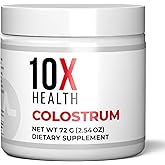 10X Health Bovine Colostrum Powder - Organic Colostrum Supplement Powder with Cat’s Claw Extract and Lactoferrin - Easy-Mix, Unflavored for Immunity & Gut Support - 60 Servings