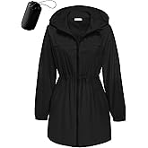 Hount Women's Waterproof Long Raincoats Lightweight Packable Rain Jackets with Hood Active Outdoor Breathable Raincoats