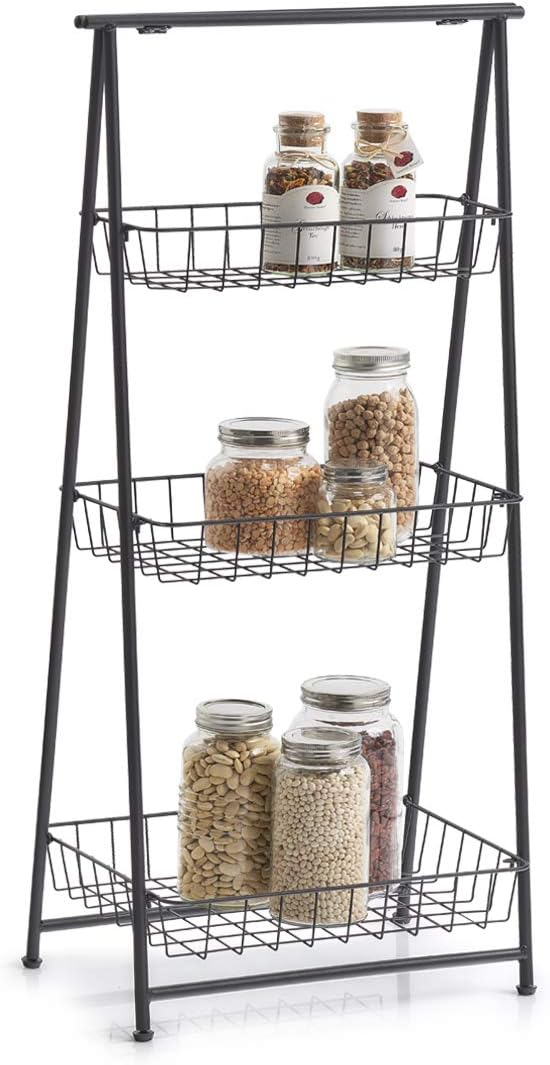 Zeller Shelving Unit 3 Layers Metal Black, ca. 43 x 30 x 90 cm