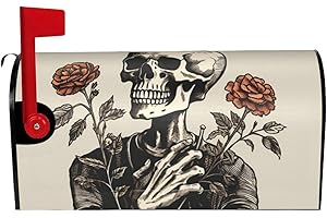 UOYO Skeleton Rose Flower Magnetic Mailbox Covers Gothic Skull Mailbox Cover Oversized Waterproof Post Letter Box Cover Mail 
