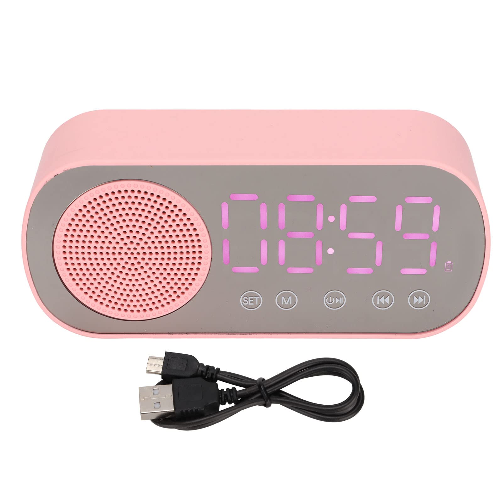 Sxhlseller Alarm Clock Bluetooth Speaker, HiFi LED Mirror Screen Alarm Clock with FM Radio, Portable Wireless Digital Clock Speaker USB Charging for Reading, Travel