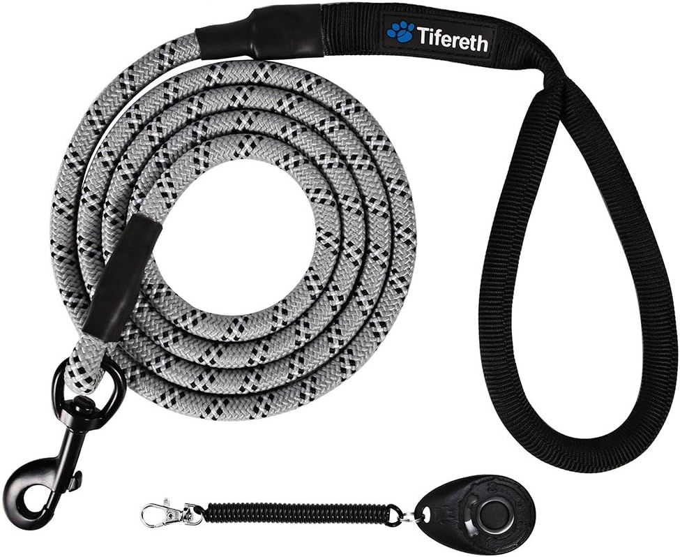 Tifereth Rope Medium-Large 6ft-4ft Dog-Leash - Strong Big Heavy Duty Climbing Rope Leash with Soft Padded Handle for Medium to Large Dogs