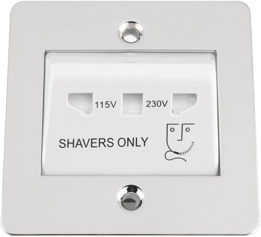 Shaver Socket Dual Voltage 115V/ 230V Single Size Polished Chrome