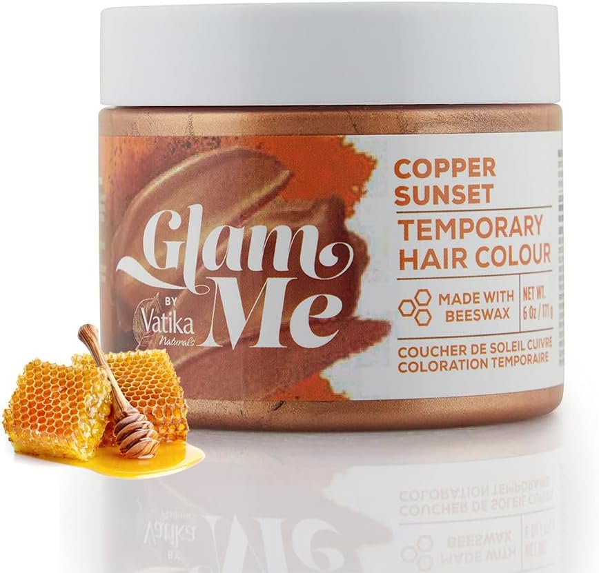 Vatika Naturals Glam Me Copper Sunset Temporary Hair Colour 6oz Bee Wax Men