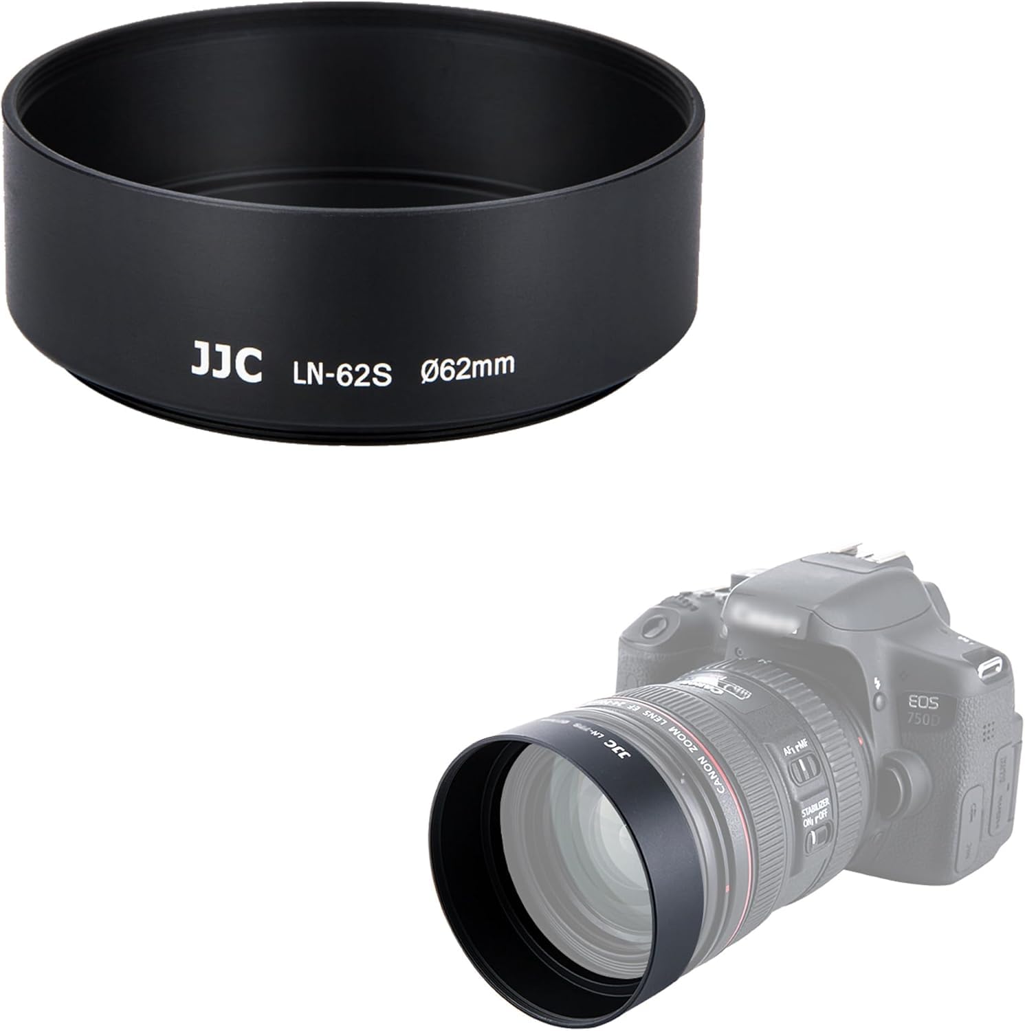 JJC 62mm Screw-in Standard Metal Lens Hood Univeral for 62mm Thread Lens, as for Fujifilm XF 56mm f/1.2 R, XF 55-200mm f/3.5-4.8 R, Nikon Nikkor 70-300mm f/4-5.6G Lens