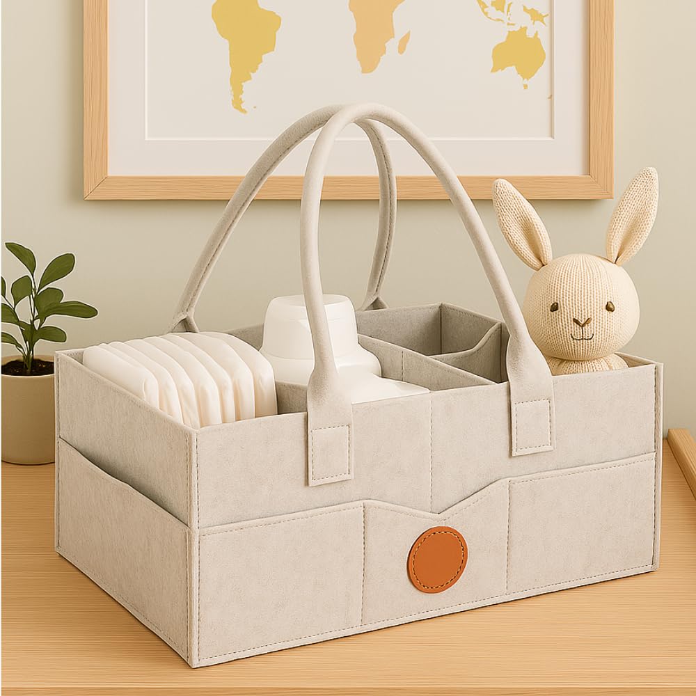 Photo 1 of PRIMERA COLLECTIONS - Felt Diaper Caddy Organizer – Baby Storage Bin for Diapers, Wipes & Newborn Essentials | Portable Nursery Basket & Baby-Shower Gift for New Moms