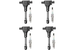 Vplus Set of 4 Iridium Spark Plugs and Ignition Coil Compatible with 2007-2014 Nissan Altima Versa Sentra Rogue Cube QX60 NV200 2.5L 2.0L 1.8L 1.6L UF549 & 9029