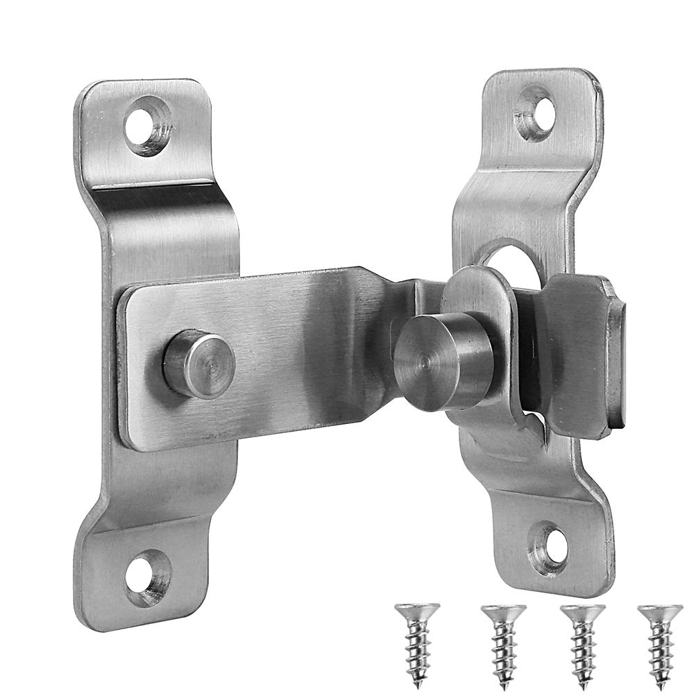 JQK Flip Door Latch, 90 Degree Heavy Duty Stainless Steel Bar Gate Latches Safety Door Lock, Brushed Finish, DL149-BN