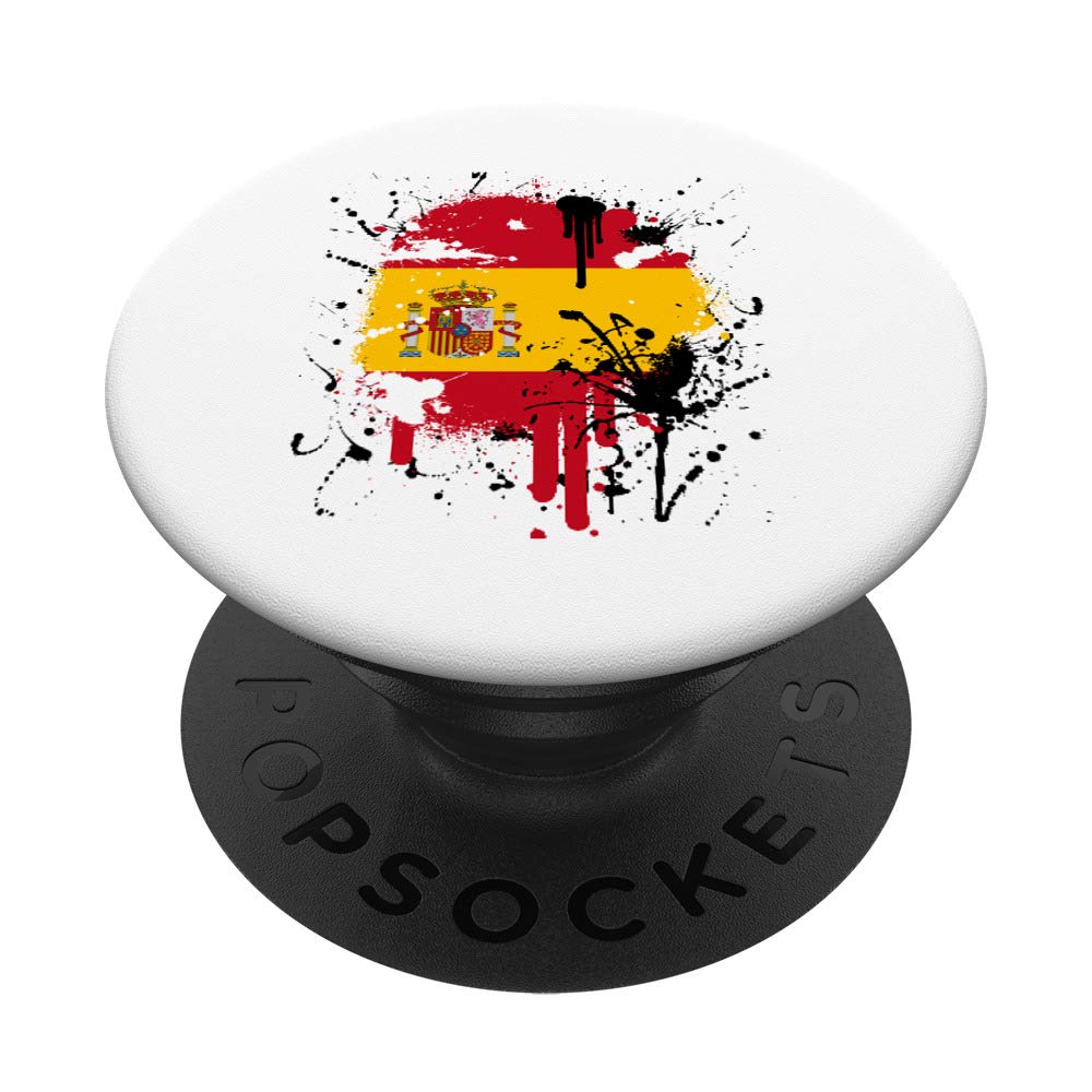 Proud Spanish Gifts | Paintsplash Artistic Retro Spain Flag PopSockets Grip and Stand for Phones and Tablets