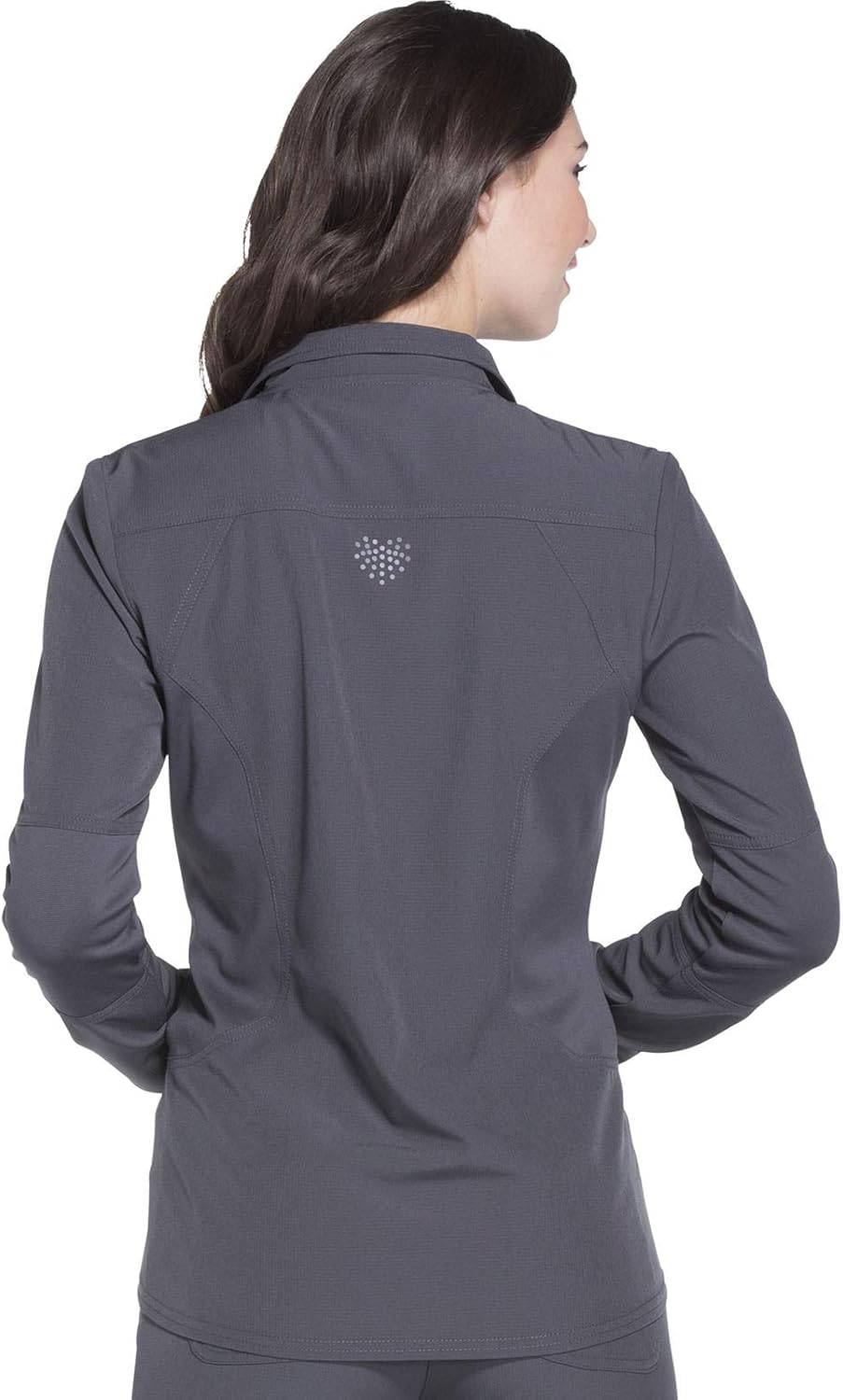 HeartSoul Break On Through Women Zip Front Warm Up Scrubs Jacket Plus Size HS315, 3XL, Pewter: Clothing