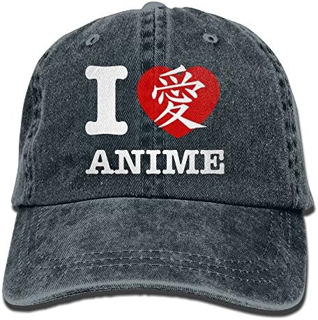 Taijian I Heart Anime Adult Denim Dad Solid Baseball Cap Hat Navy