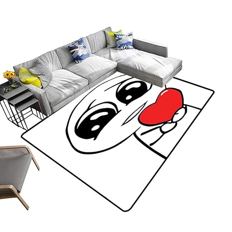 Amazon Com Alsohome Natural Fiber Area Rug Cute Lover Guy