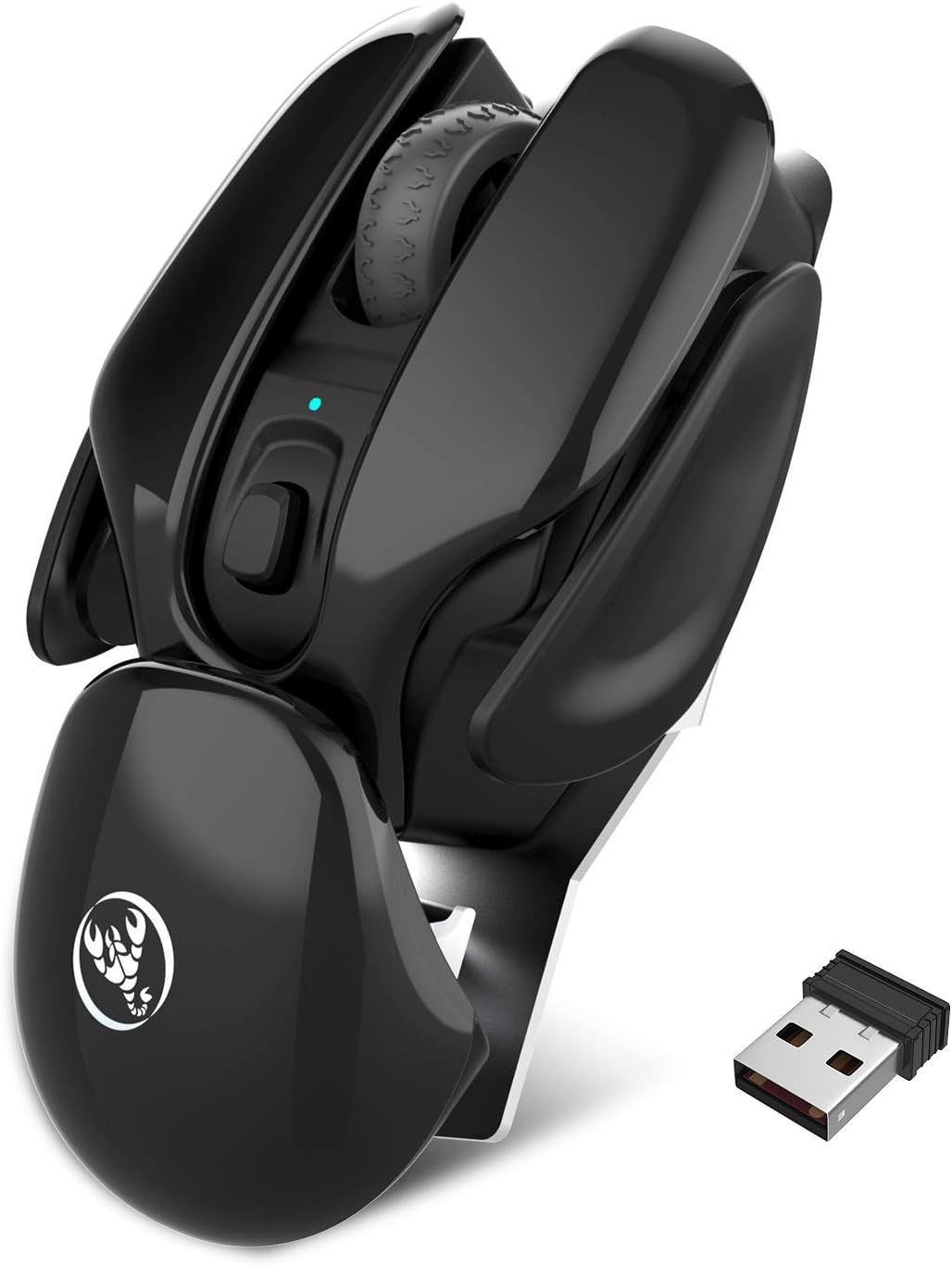 TKOOFN 2.4G USB Silent Wireless Mouse, 3 DPI (800/1200/1600) Reable Cordless Mouse Wireless Mice with 4 Buttons, Cool Design Ideal for Windows Mac Linux Laptop PC Computer