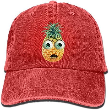 AOSHICO Astonished Pineapple Plain Washed Dad Solid Cotton Polo Style Baseball Cap Hat Red