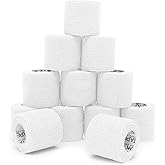 OK TAPE 12 Rolls Self Adhesive Bandage Wrap, Elastic Athletic Tape, Self Stick Bandage Tape, Vet Wrap, Medical Wrap for Wrist, Feet, 2" x 5 Yards - White