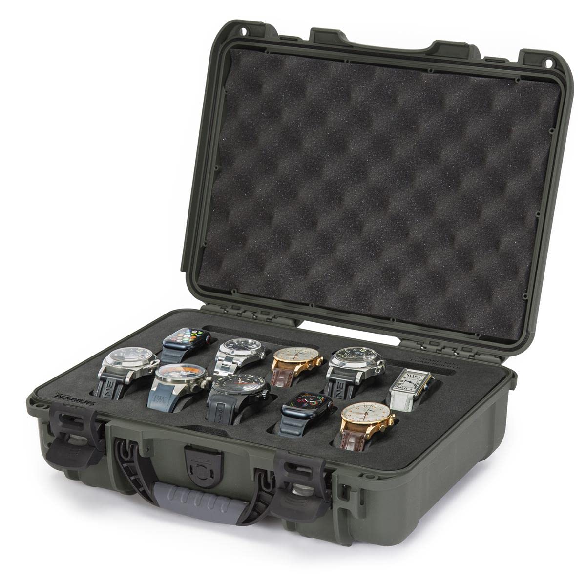 NANUK 910 Waterproof Watch Travel Case - 10 Slot Watch Briefcase, Impact-Resistant, Dustproof, Carry-On Approved, Premium Foam Interior, 14.3