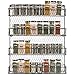 MyGift 4-Tier Black Chicken Wire Spice Rack Wall Mount Organizer, Pantry Seasoning Jars and Condiment Storage Shelves