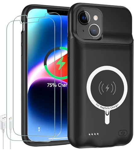 Amazon.com: Wireless Charging Case for iPhone 14 Plus, 12000mAh