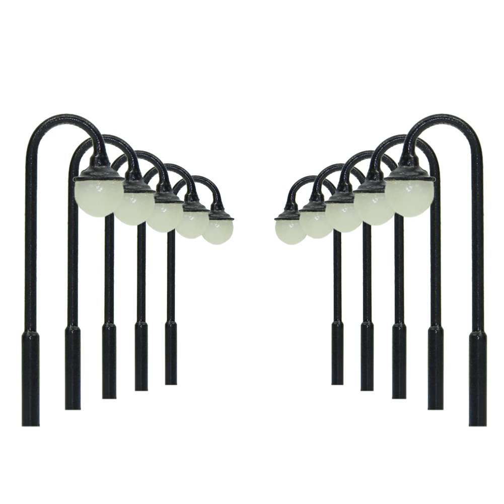 Evemodel LYM24 10pcs Model Railway Train Lamp Post Street Lights N Scale LEDs
