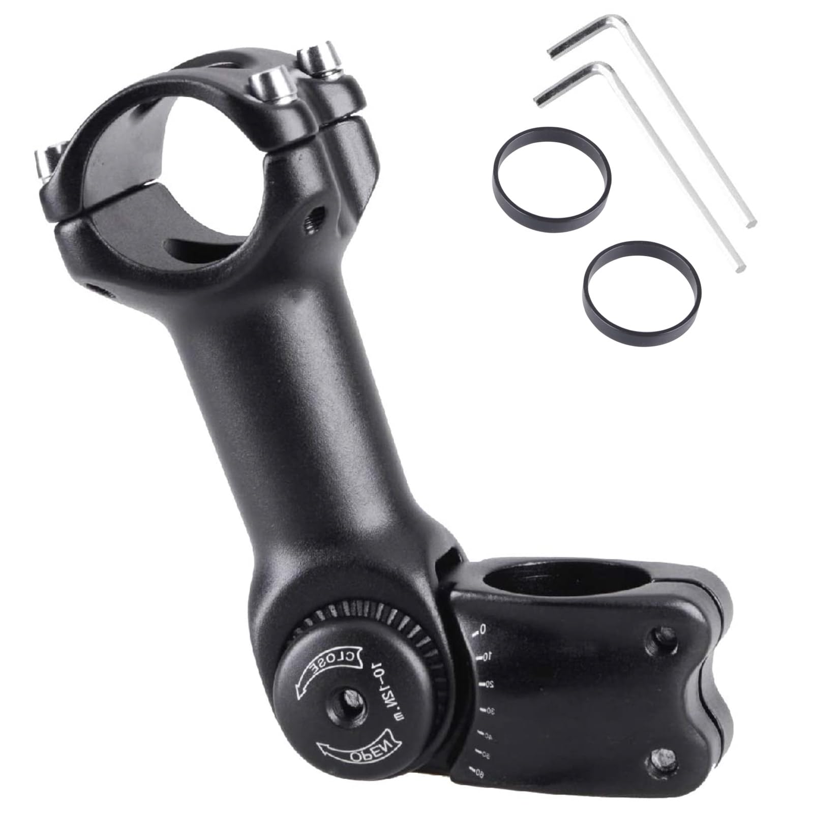 Azarxis Bike Stem 25.4mm 31.8mm Adjustable MTB Fork Stem Extension 90-130mm for Mountain Bike Road Bike BMX DH Cycle with Hex Key (Black, Aluminium)