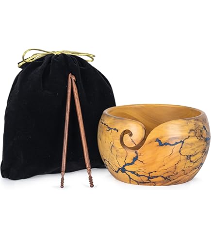 METLUMBER Wooden Yarn Bowl Rosewood Yarn Storage Bowl