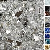 Celestial Fire Glass High Luster, 1/2" Reflective Tempered Fire Glass in Diamond Starlight, 10 Pound Jar