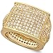 Hip Hop 14k Gold Plated Micropave CZ 16.5mm Domed Block Top Bling Ring, Size 9