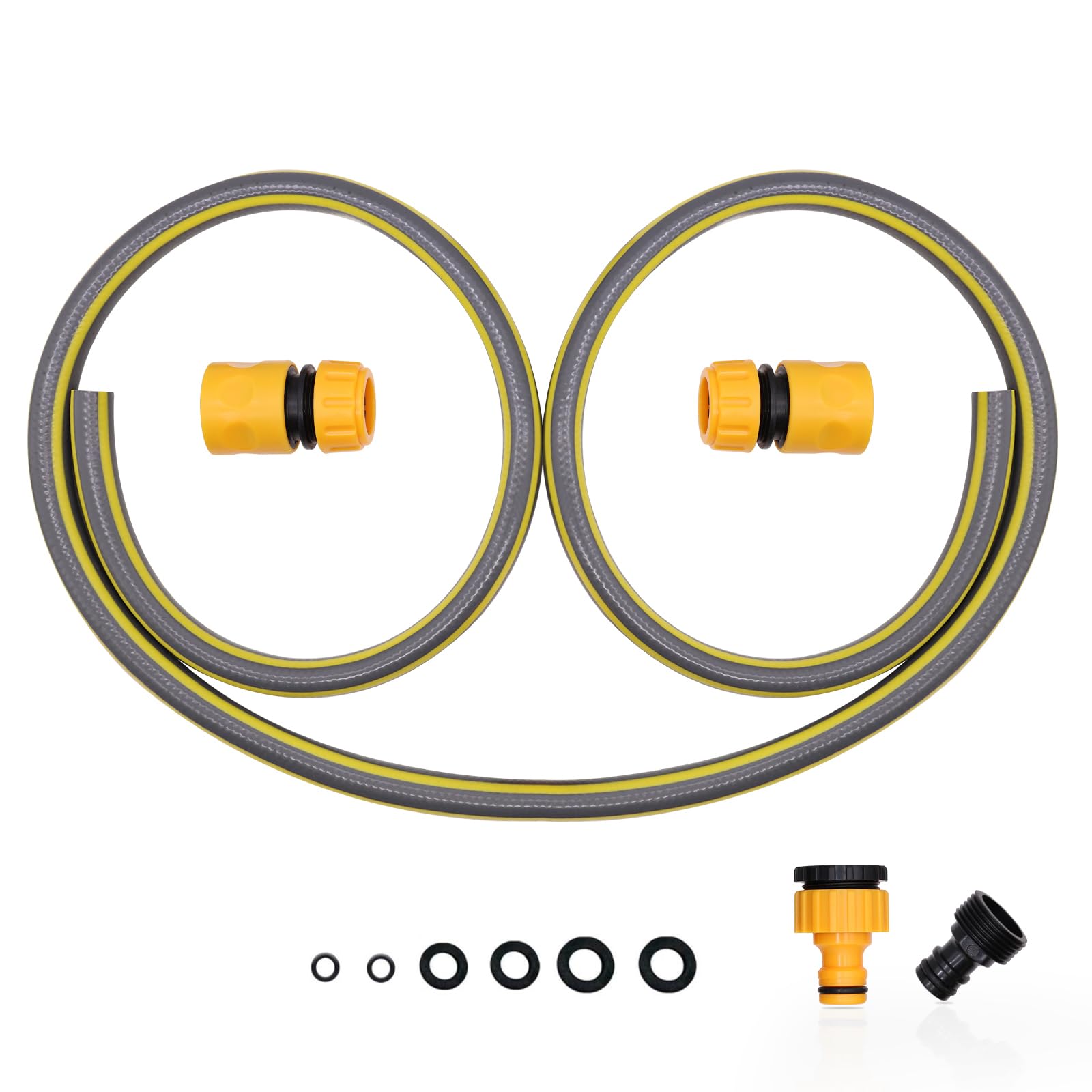 VReder Small Hose Pipe Connection Set for Garden Hose Reel, 1/2”Hose Pipe with Hose Pipe Connectors and 2 in 1 Tap Connector Connect Tap to Hose Trolley Cart 1.5M