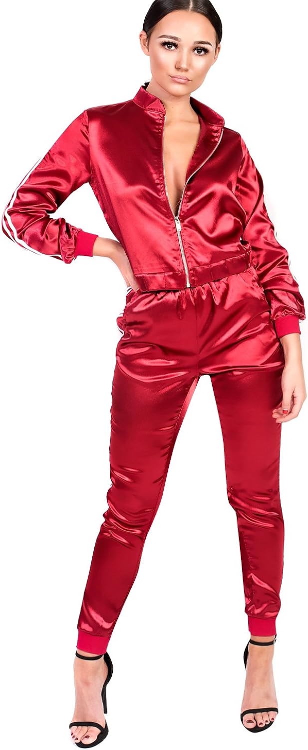 red satin tracksuit