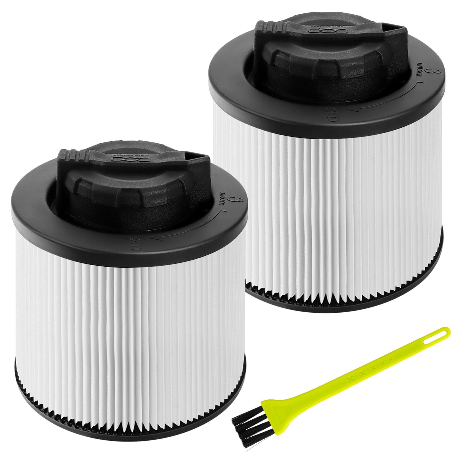 Photo 1 of 2 Pack DXVC4001 Cartridge Filter Replacement Fit for 4-5 Gallon Wet/Dry Vacuum Cleaners DXV04T, DXV05P, DXV05S, DXV06G, DXV08SA, DXV08S,DXV08SL, Washable and Reusable