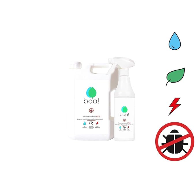 boo! Plus - Extra Starkes Insektenspray | Insektenschutz als Spray gegen Mücken, Milben, Bettwanzen etc | Insektizid auf Wass